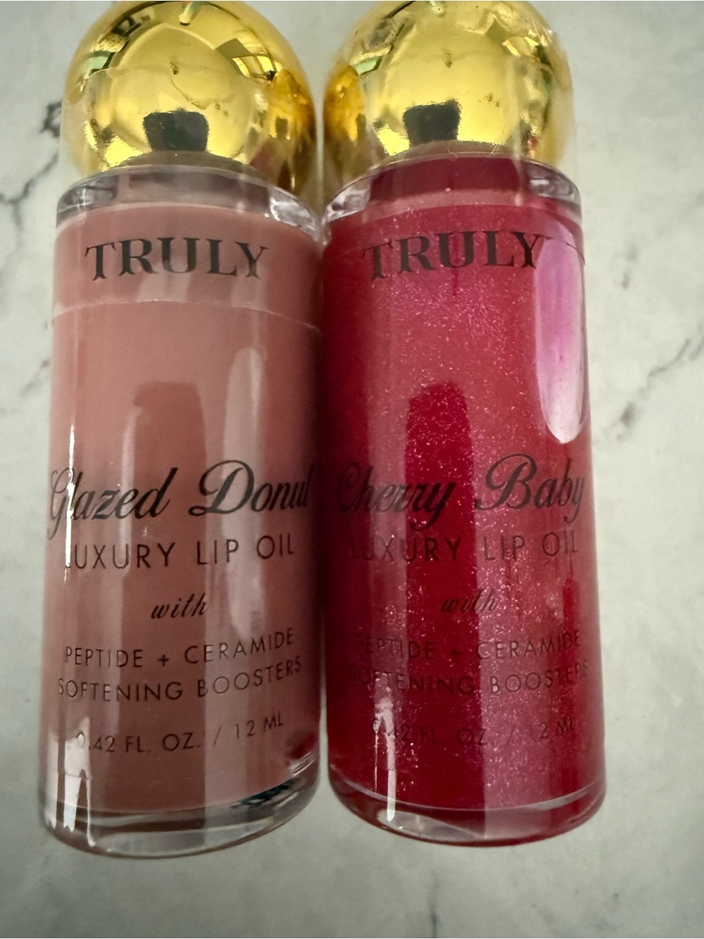 TRULY Lip Oil Duo — Nude Beige & Shimmering Cherry Red